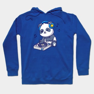 Cute Panda Playing DJ Music Cartoon Hoodie